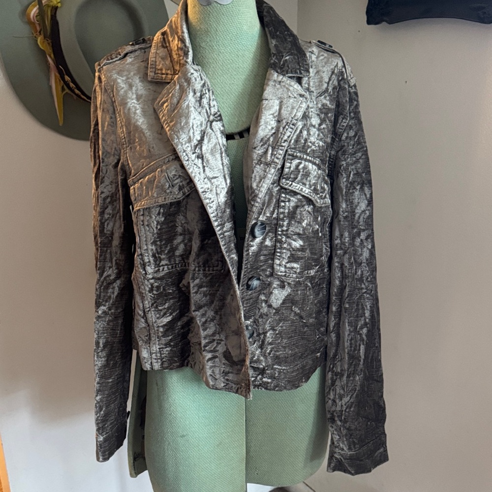CABI SIZE MEDIUM Metallic Silver Women's Jacket